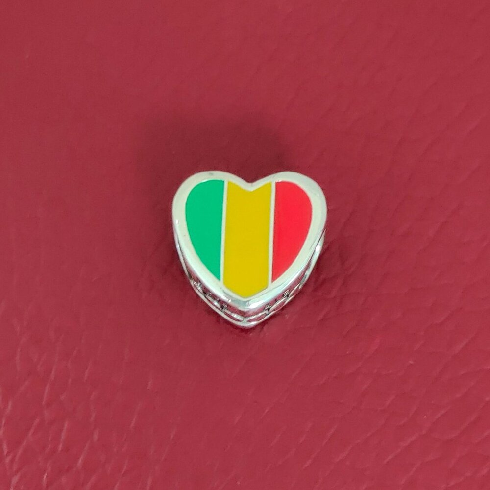 Pandora Mali Flag Heart Charm Bead Exclusive Travel Pendant S925 Silver